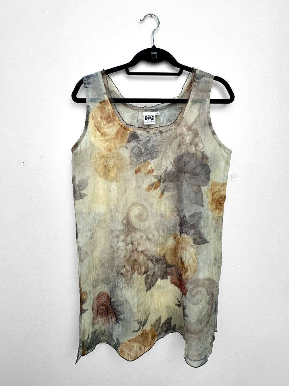 Johnny Was Vintage Sheer Floral Silk Mini Dress Size M - Picture 2 of 10
